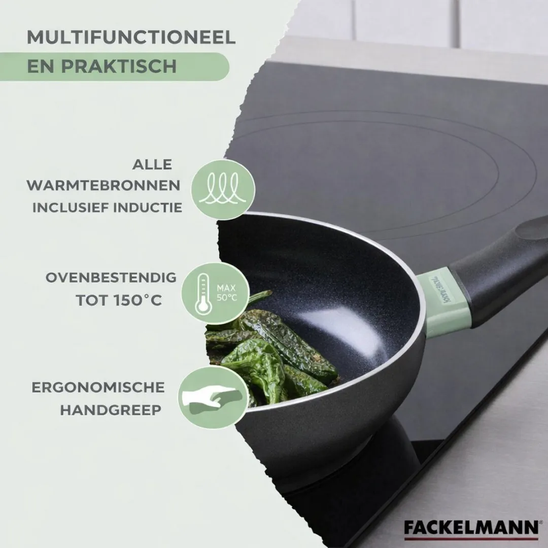 Fackelmann Brandao Set 9204150 Roestvrijstalen Pannen & Potten - 5 Stuks - Zwart/Groen