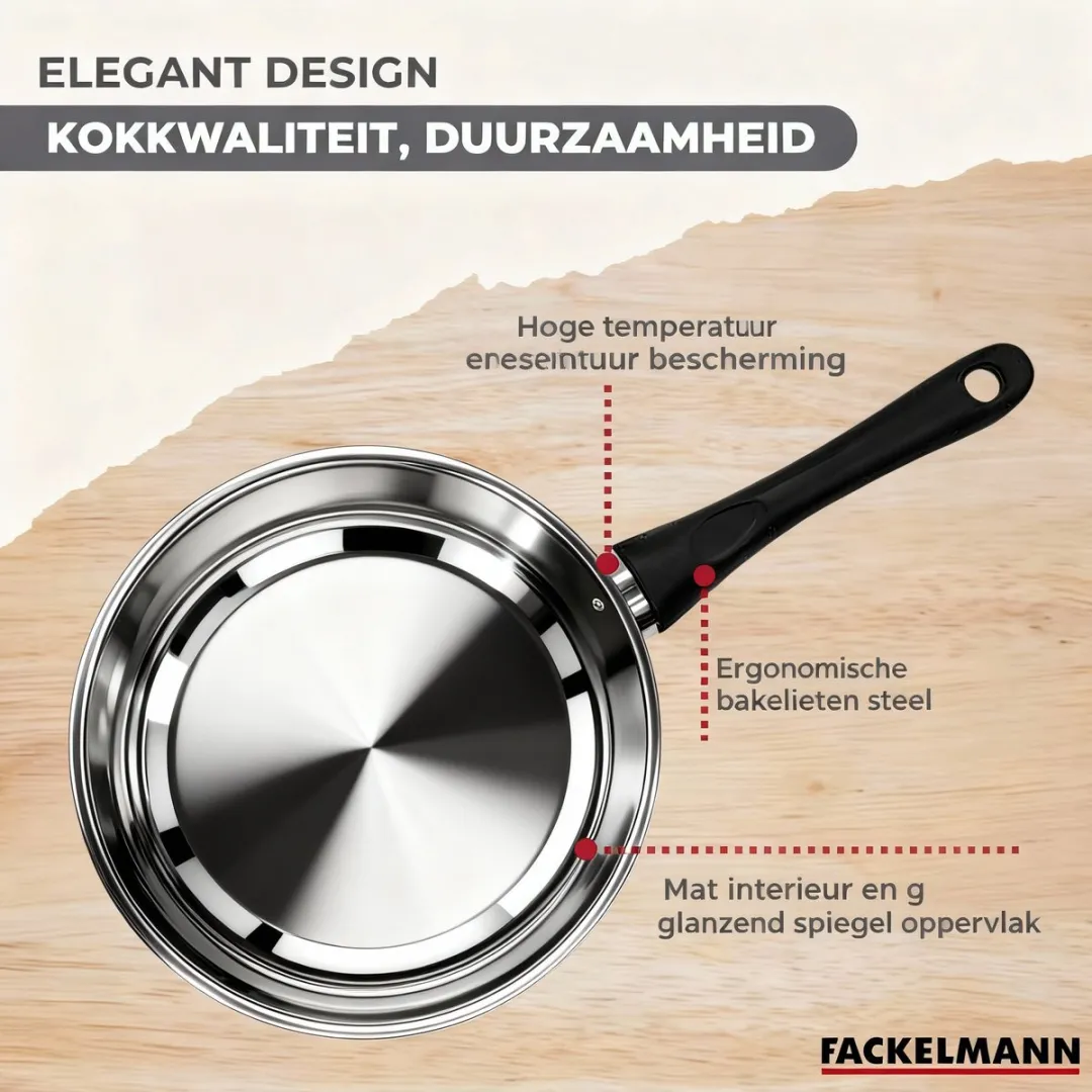 Fackelmann 9445250 Set 3 Roestvrijstalen Pannen 20/24/28cm - Zwart - afbeelding 6 van 6