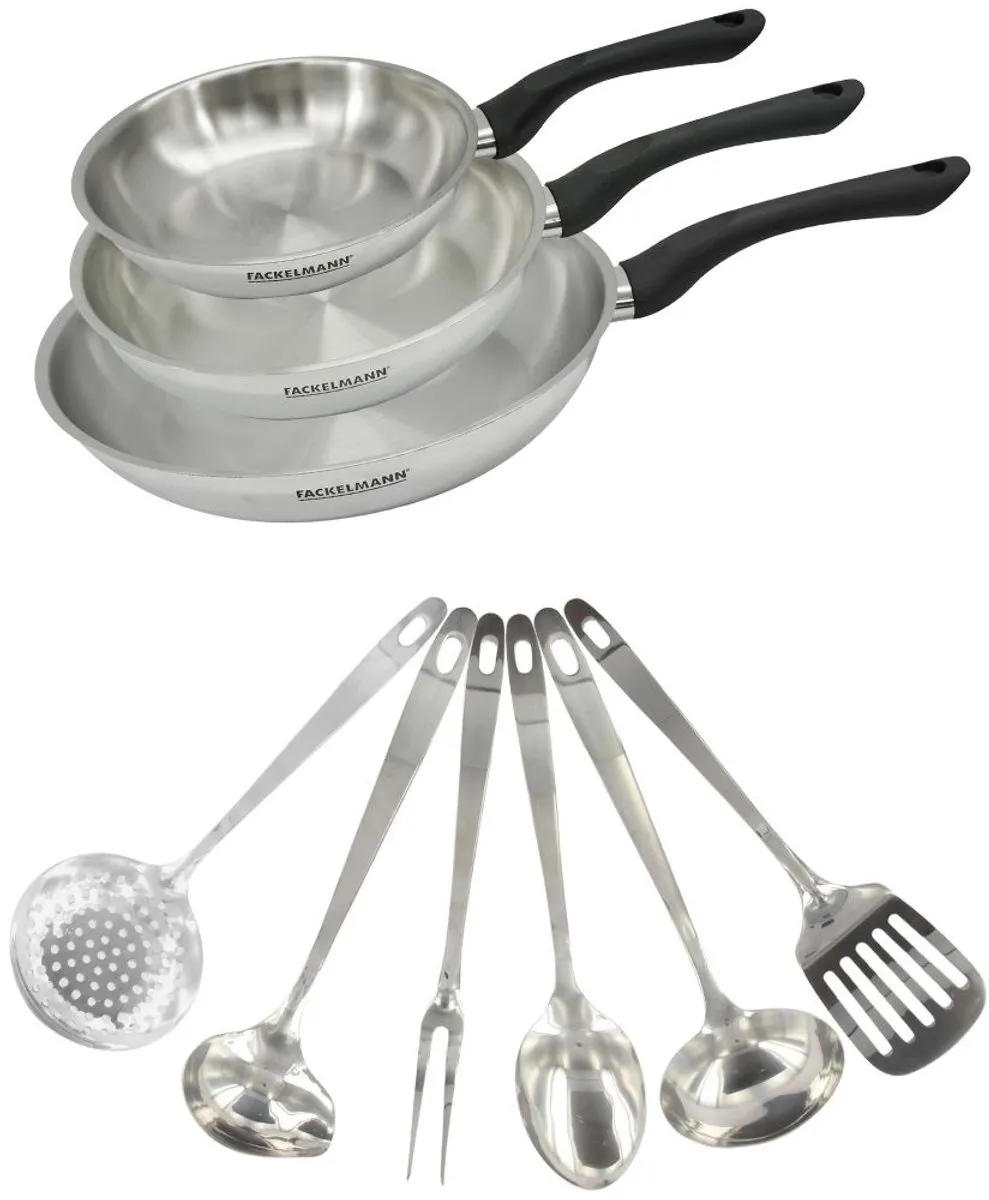 Fackelmann 9445250 Set 3 Roestvrijstalen Pannen 20/24/28cm