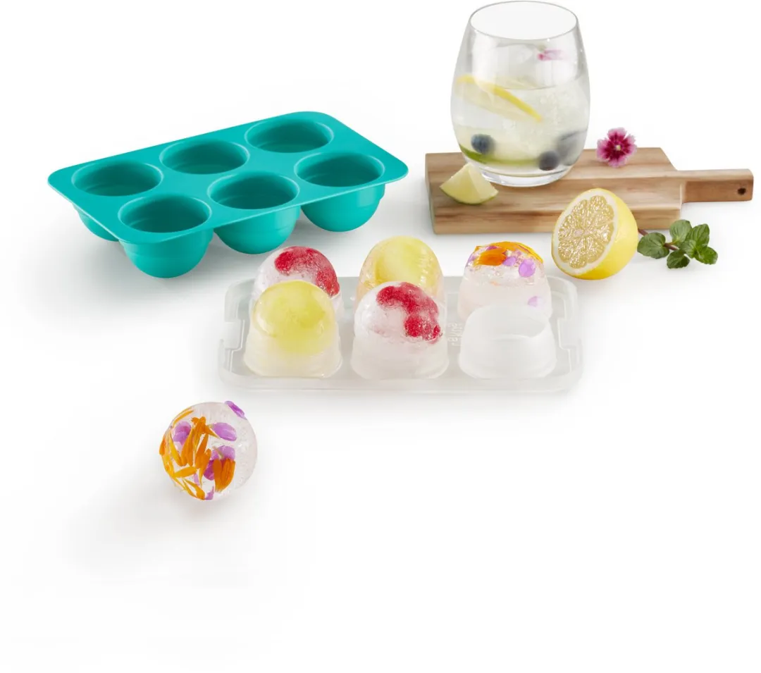 Lékué IJsblokjesvorm XL met deksel - Rond - Turquoise