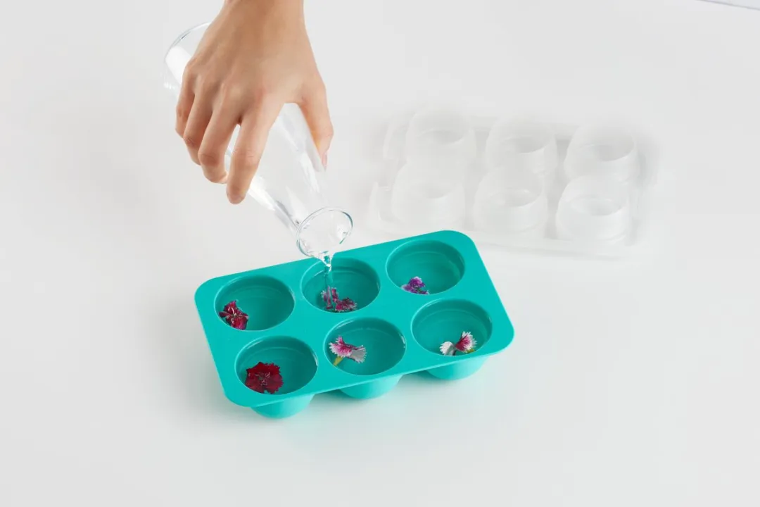 Lékué IJsblokjesvorm XL met deksel - Rond - Turquoise