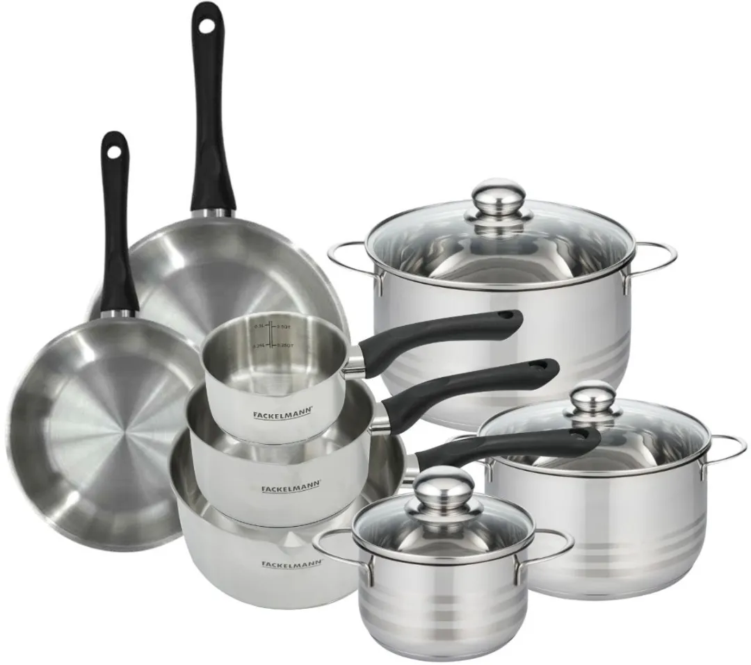 Fackelmann 9357150 Set Pannen - 2x20/24cm + 3x12/16/20cm - Roestvrij staal