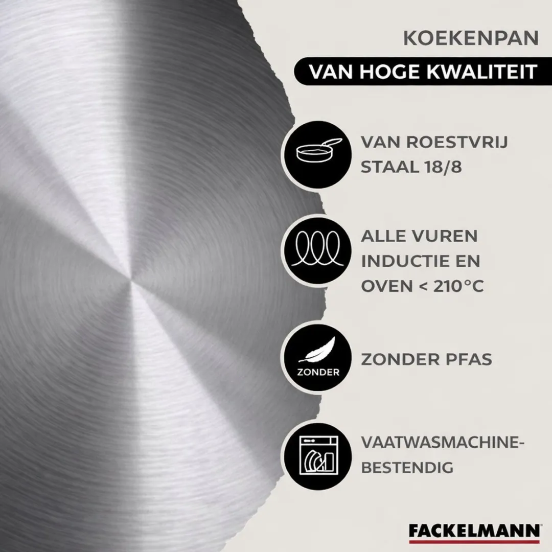 Fackelmann 9205650 Roestvrijstalen Pannen Set - 5-delig