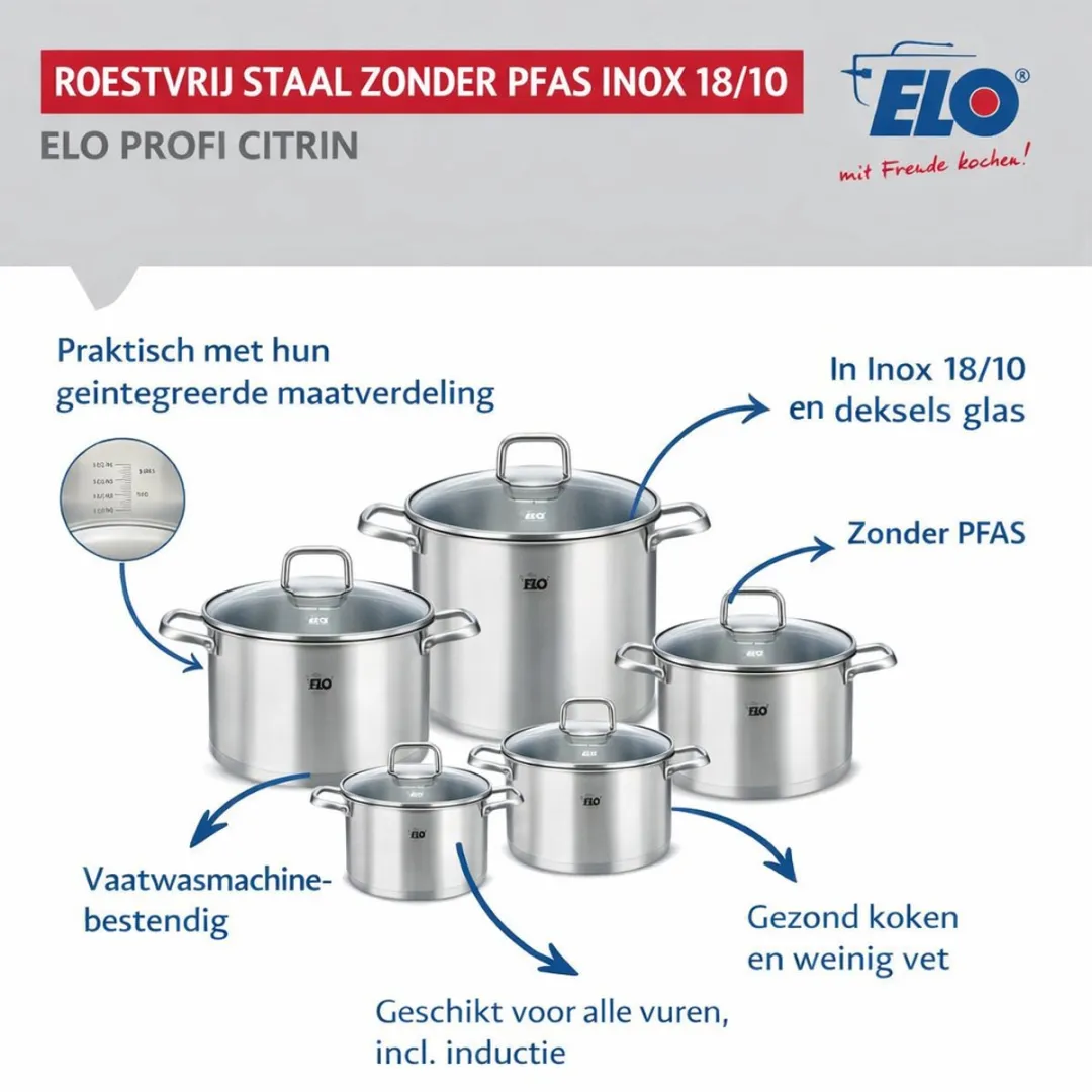 Fackelmann Elo Profi Keukengerei Set 9502050 - 24/28cm + 20/26cm Pannen - Roestvrij staal - afbeelding 6 van 6