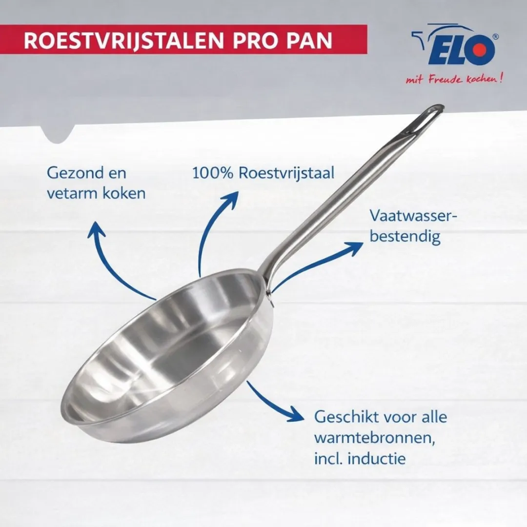 Fackelmann Elo Profi Keukenset 3-delig - 28/32cm Bakpannen + 26cm Braadpan - Roestvrij staal