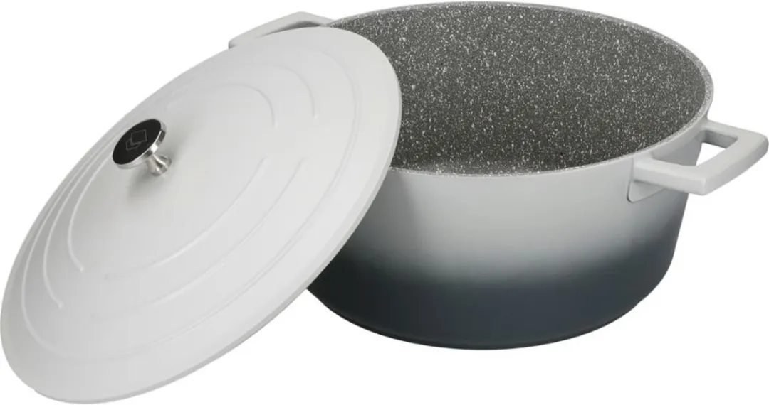 MasterClass Grote Braadpan met Deksel - Lichtgewicht Gegoten Aluminium Geschikt voor Inductiekookplaat en Oven Ombre Grijs