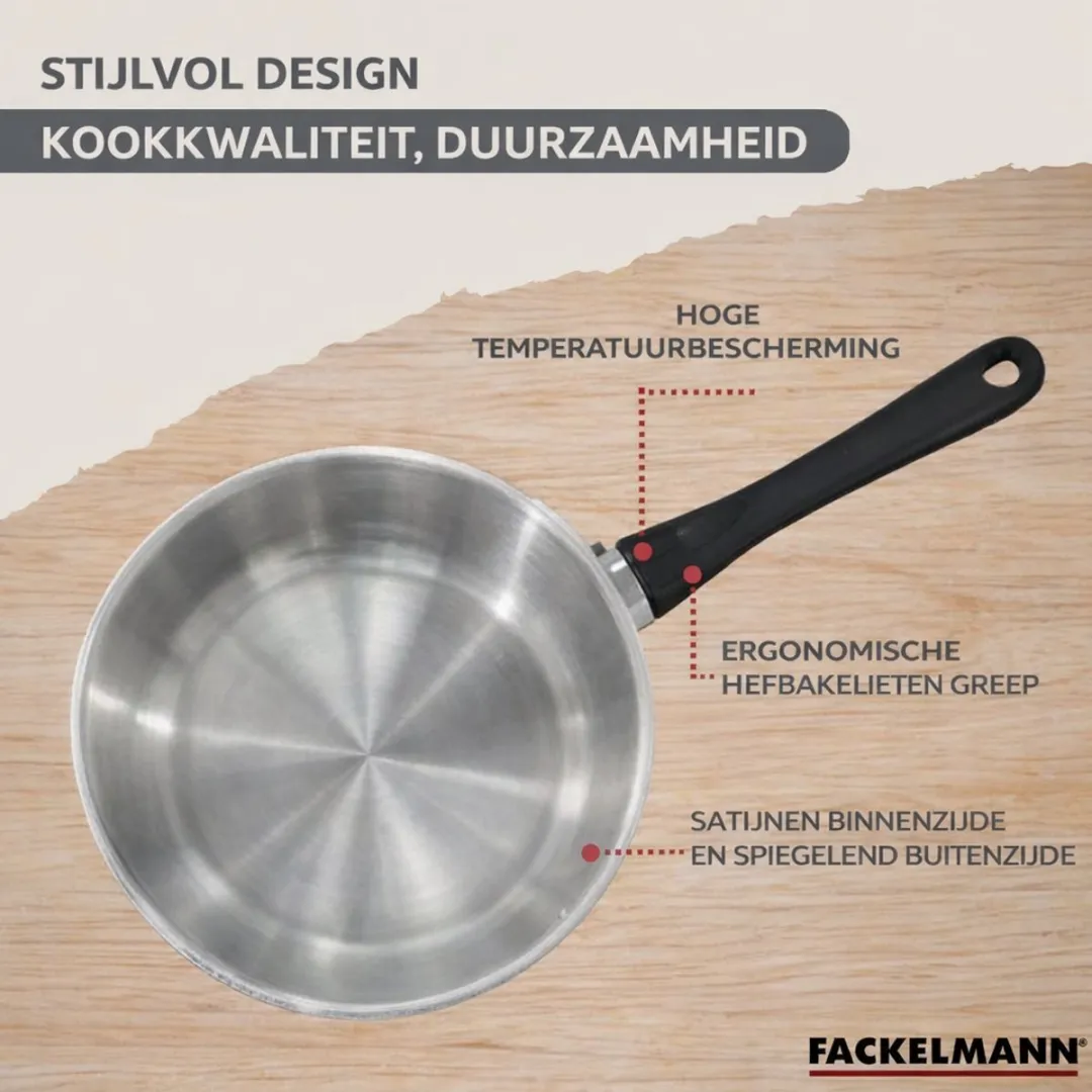 Fackelmann 9440950 Set Koekenpan 24cm - Roestvrij staal/Zwart