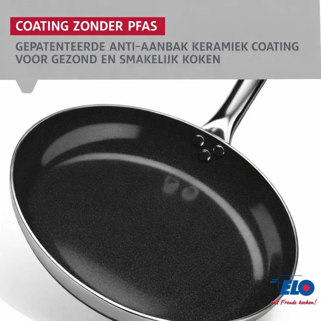 Fackelmann Elo 9803850 Set Aluminium Pannen - 2 Stuks - 24cm - Glas/Zwarte Deksel