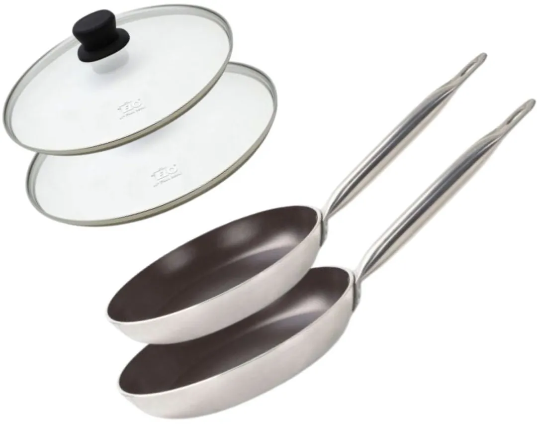 Fackelmann Elo 9803850 Set Aluminium Pannen - 2 Stuks - 24cm - Glas/Zwarte Deksel