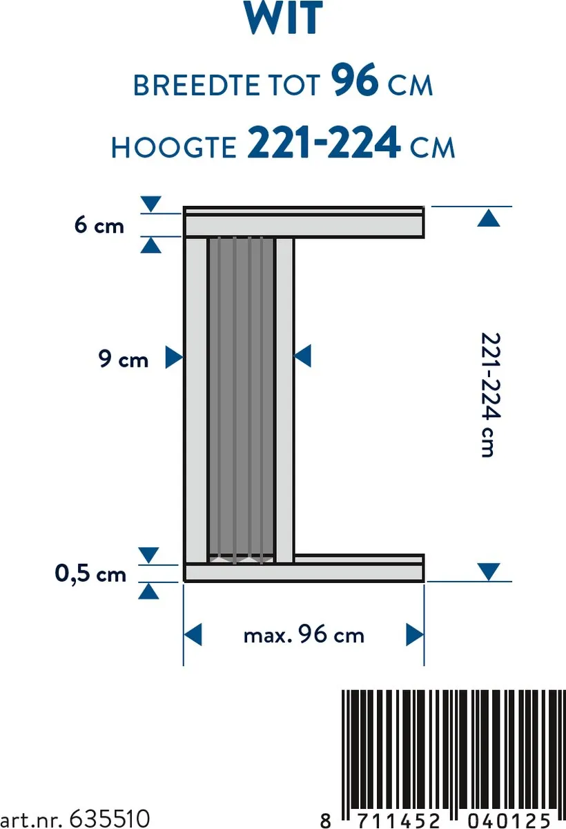 Bruynzeel Plissé Horduur 96x221-224cm Wit