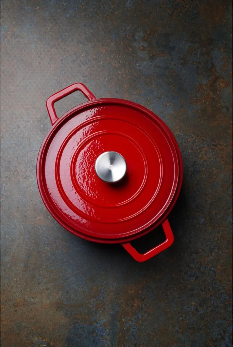 HENDI Geëmailleerde Gietijzeren Braadpan 0,27L - Rood