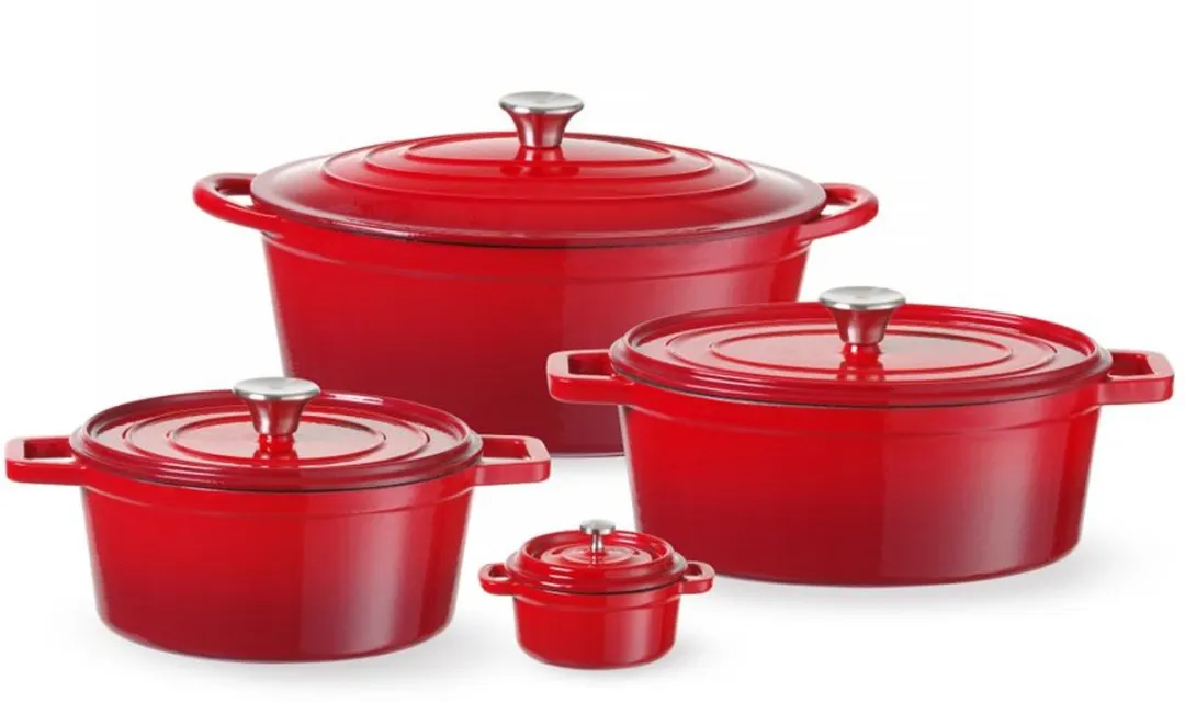 HENDI Geëmailleerde Gietijzeren Braadpan 0,27L - Rood