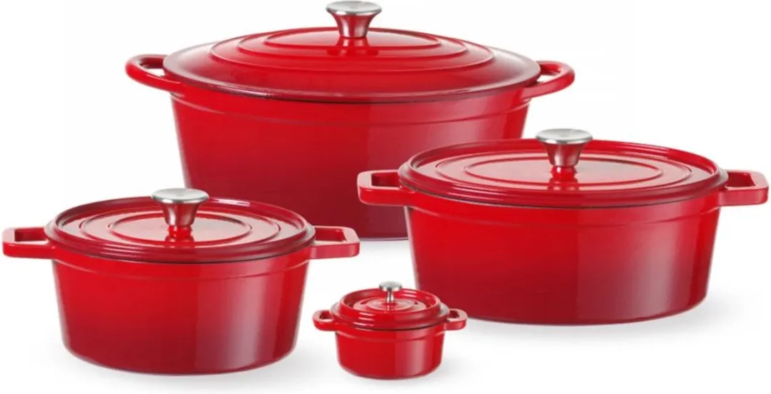 HENDI Geëmailleerde Gietijzeren Braadpan 0,27L - Rood