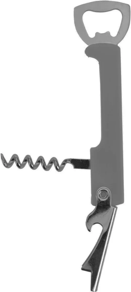 Excellent Houseware Flesopener/Kurkentrekker Kelnersmes - 2 Stuks - Donkergrijs - 12 cm