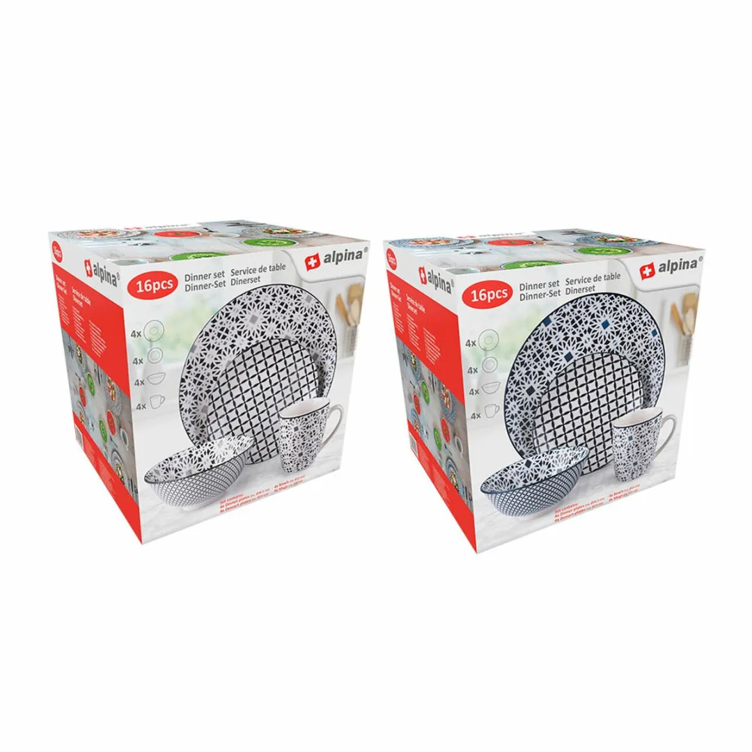 Alpina Keramisch Serviesset Multicolor 16-delig - 4x Ø19cm