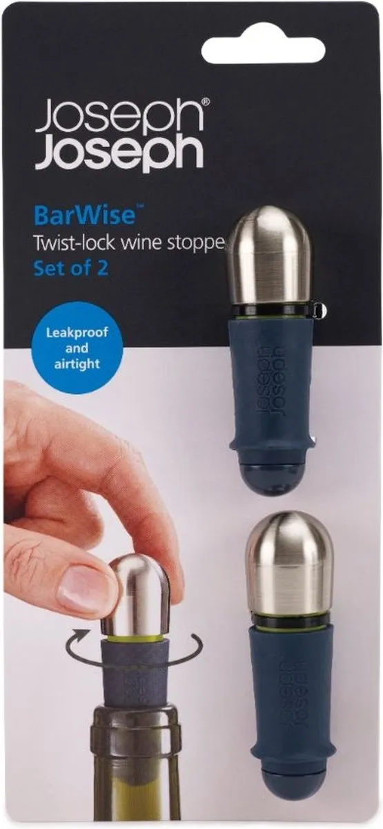 Joseph Joseph BarWise Twist-lock Wijnstoppers Blauw - 2 Stuks