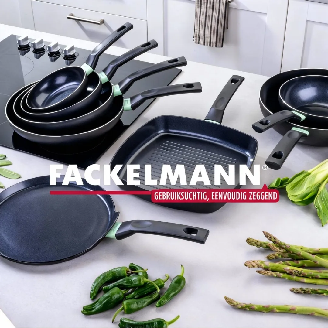 Fackelmann 9432850B88 Kookset - 2 Pannen 16/20cm + 3 Pannen + 6 Keukengerei - Zwart/Groen