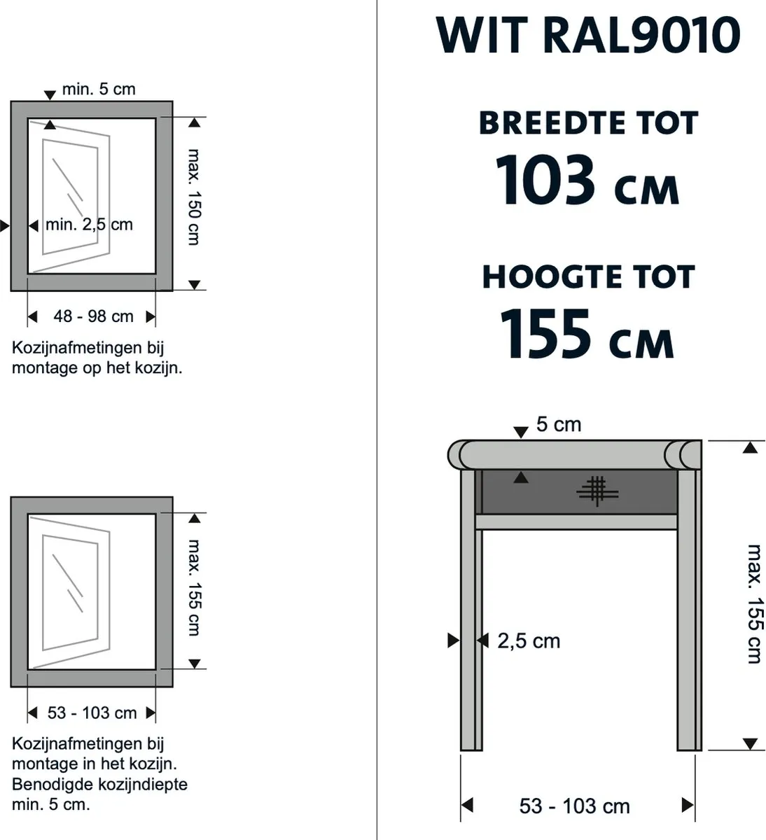 Bruynzeel Rolhor Raam S700 103x155cm - Wit