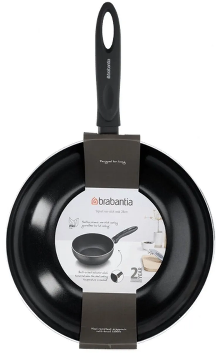 Brabantia Wokpan 28cm - Keramische antiaanbaklaag - Zwart