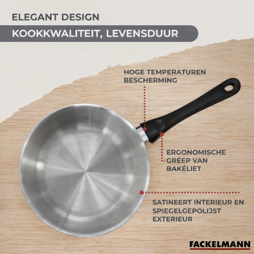 Fackelmann 9354750 Set Pannen - 2x24/28cm + 3x16/20/24cm Roestvrij Staal