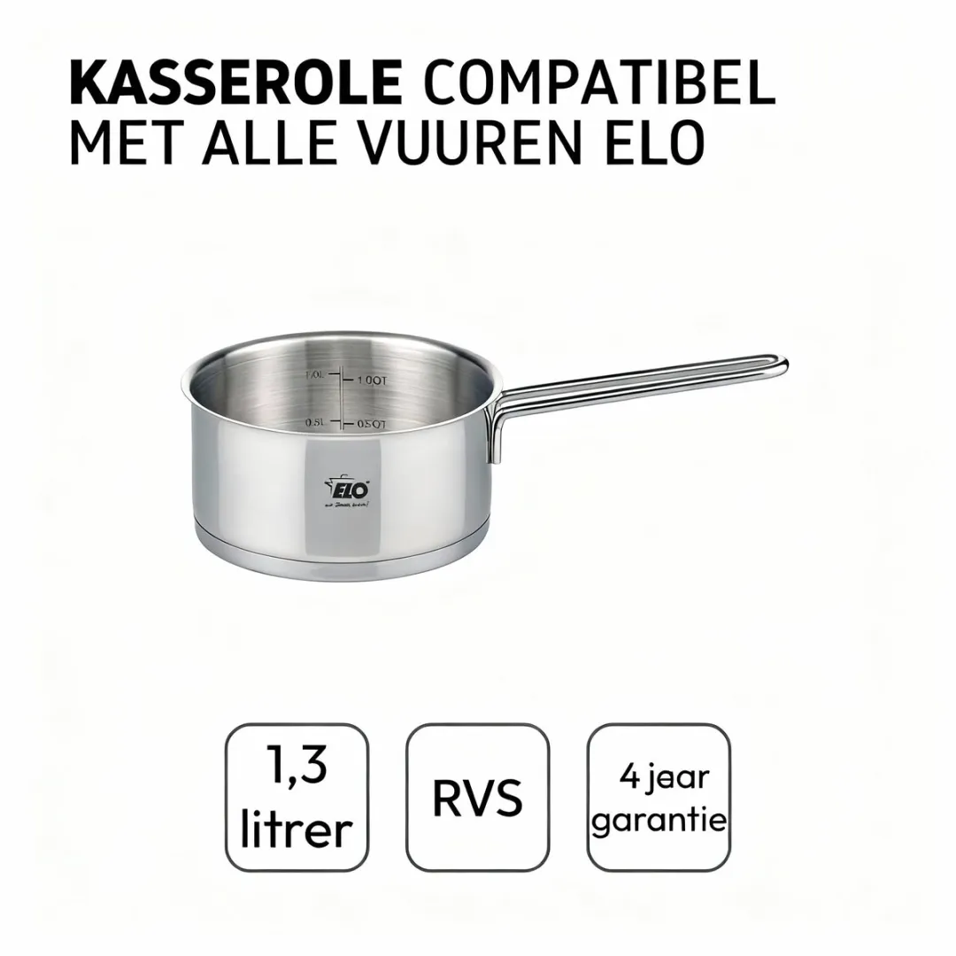 Fackelmann Elo Steelpan 16cm - 1,3L - RVS 18/10 - Inductie