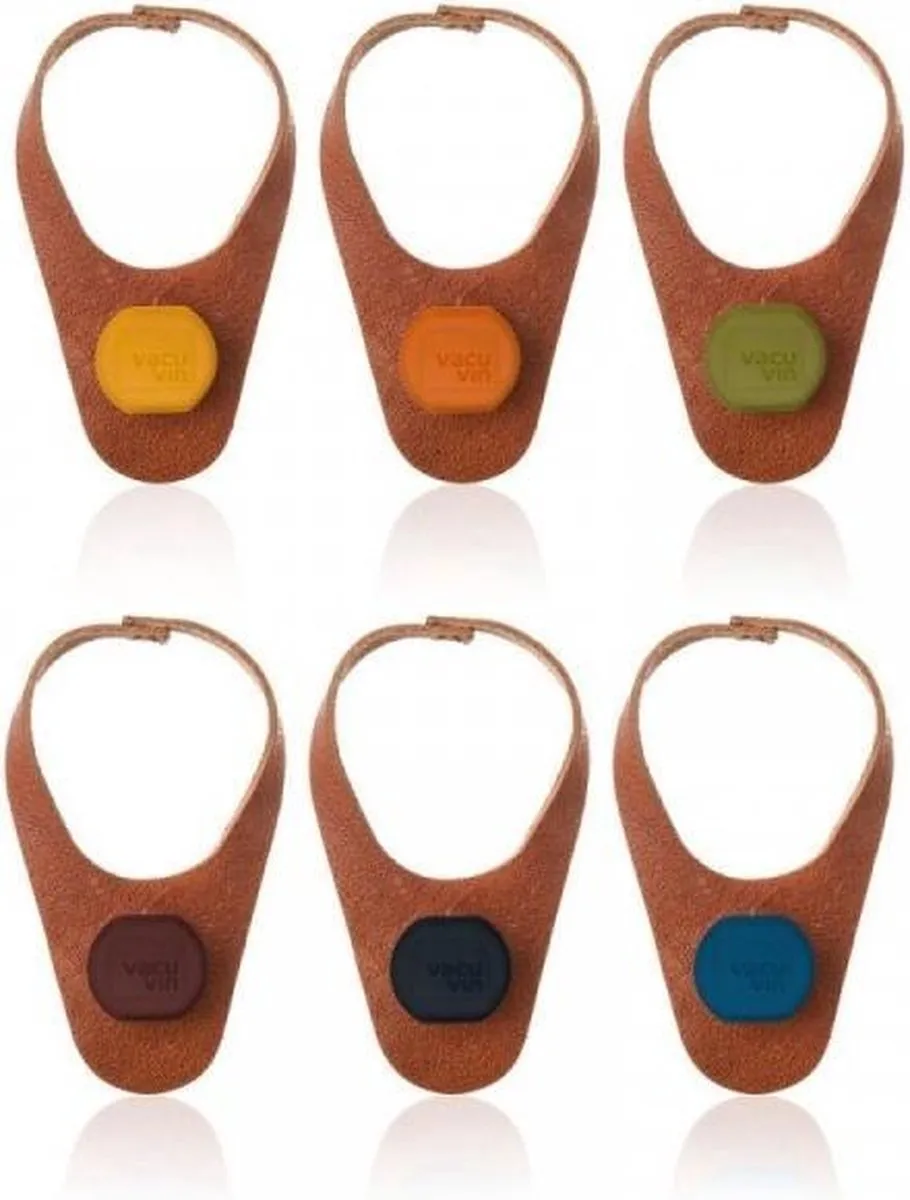 VacuVin Flesmarker & Stopper Set - 6 Stuks - Bruin - afbeelding 6 van 6