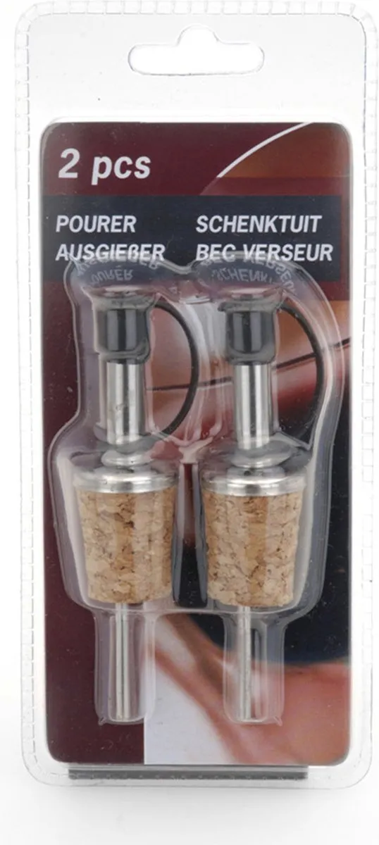 Excellent Houseware Wijnstopper met sluiting 2x - 18cm - Bruin