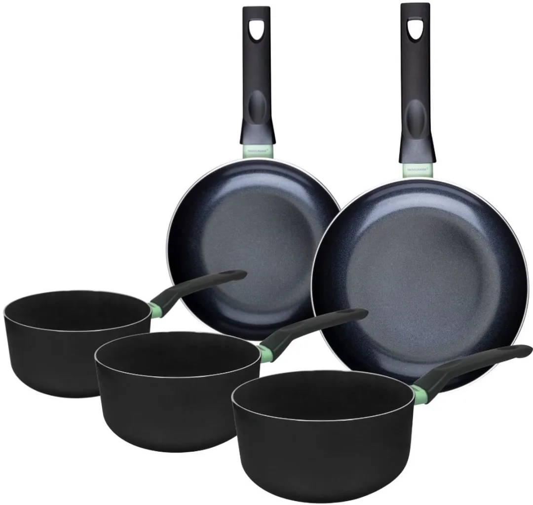 Fackelmann 9430650B88 Pannen Set - 5-delig - Keramisch - Zwart/Groen