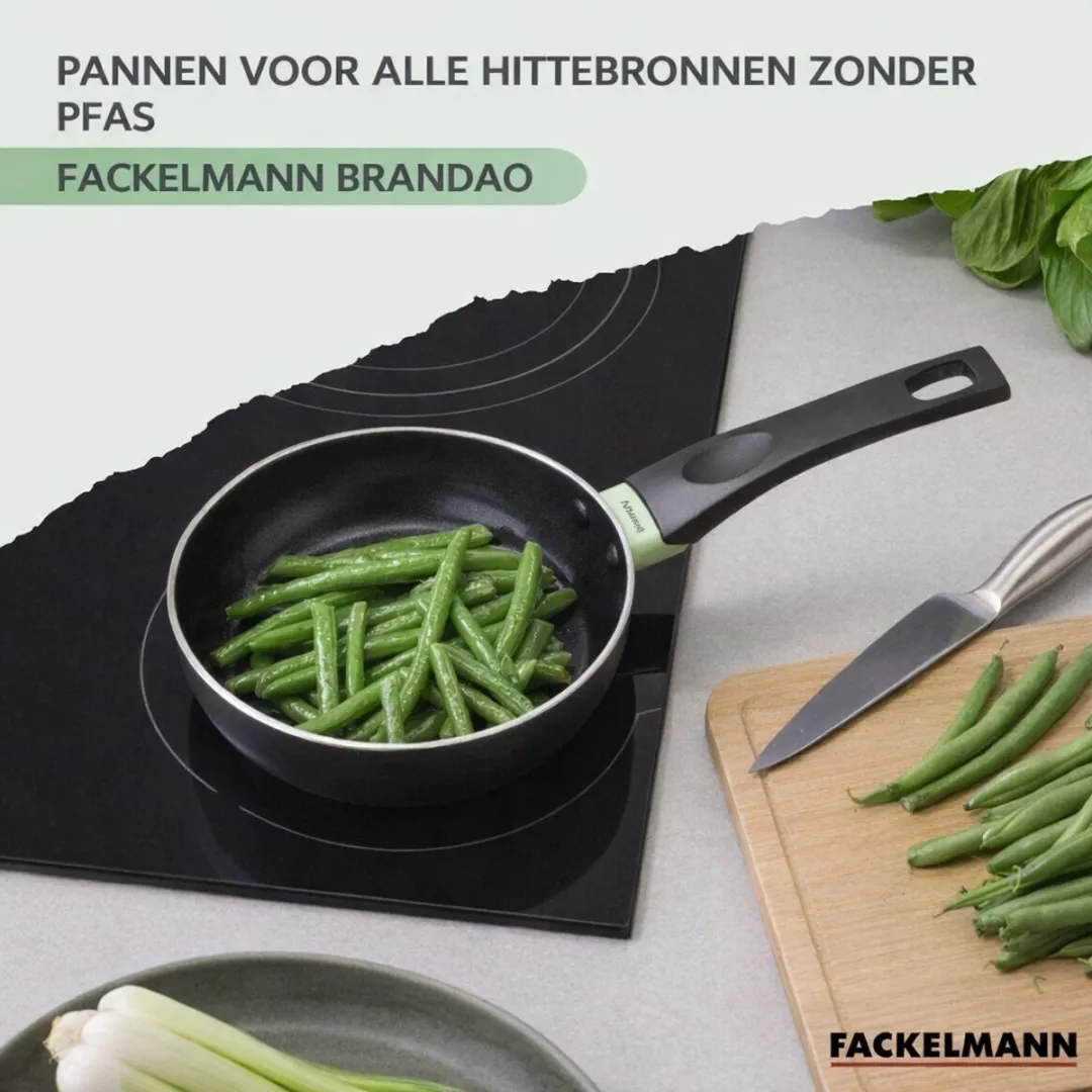 Fackelmann Anti-Aanbakpan Set 4 Stuks - 20/24/28/30cm - Zwart/Groen