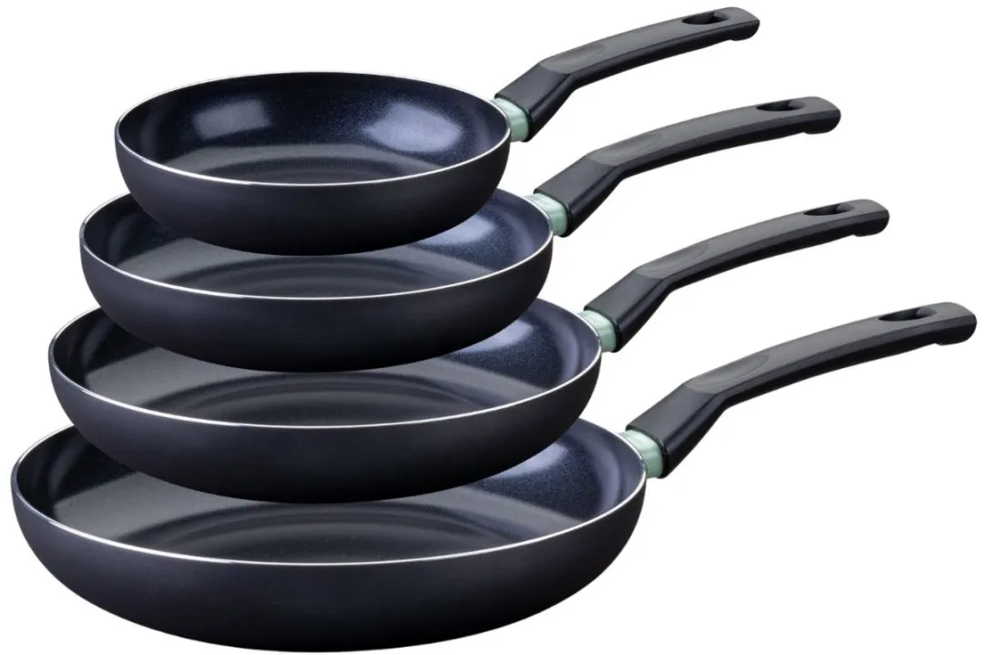Fackelmann Anti-Aanbakpan Set 4 Stuks - 20/24/28/30cm - Zwart/Groen