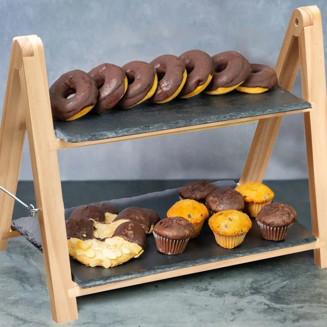 Westmark Tapas + Friends Etagère 35,5x22x27cm - Antraciet/Lichtbruin - afbeelding 6 van 6