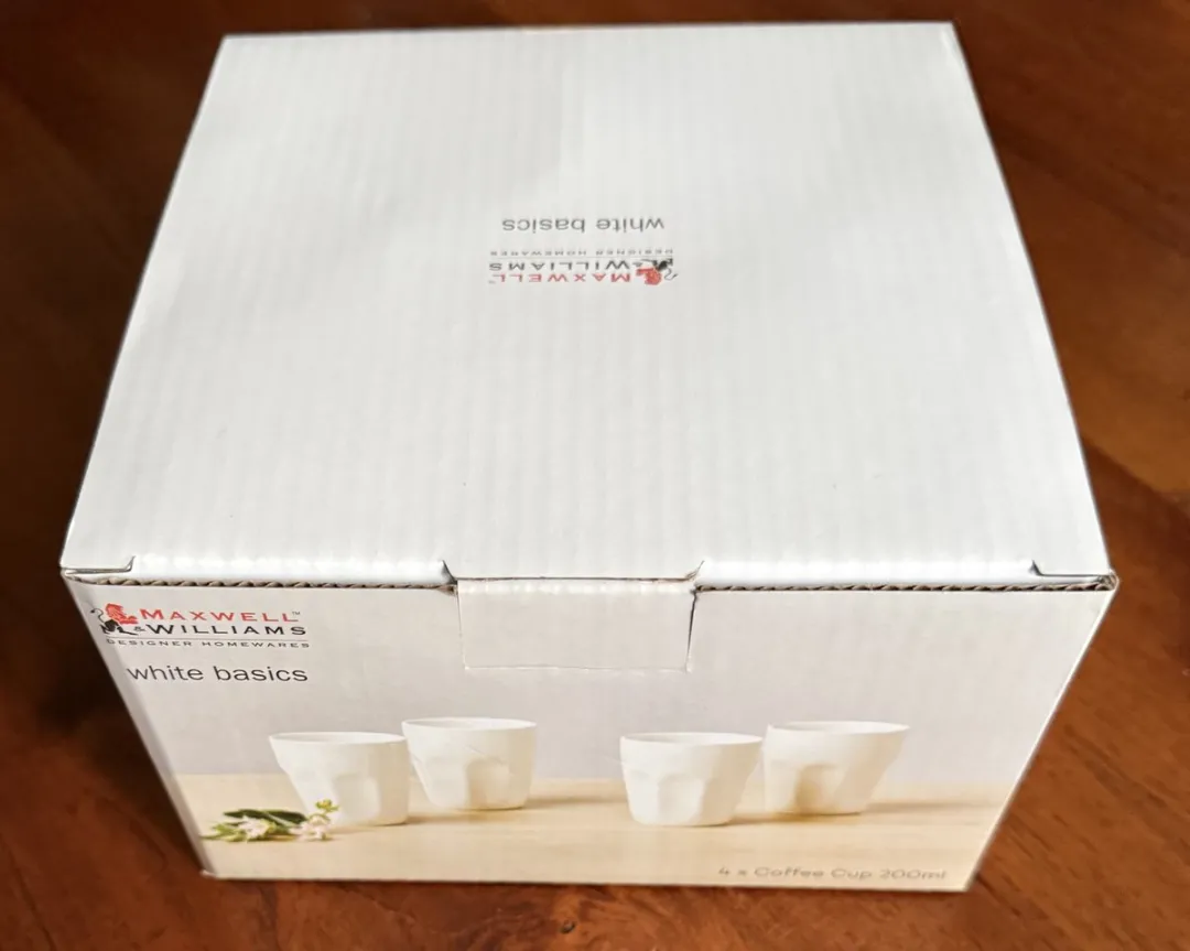 Maxwell & Williams koffiebekers, Porselein, Set van 4 stuks 200 ml wit – in Giftbox
