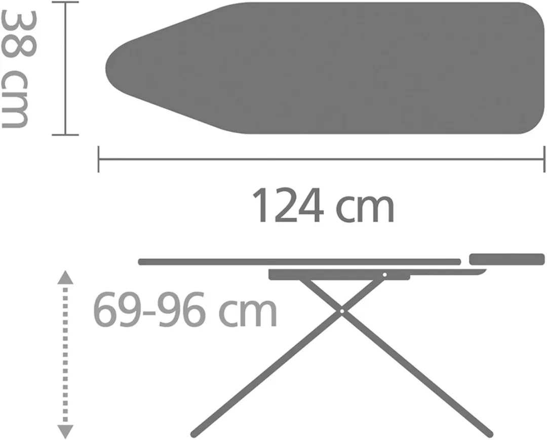 Brabantia Strijkplank B 243424 - 124x38cm - Metallic