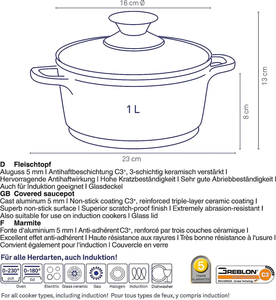 Kela Kerros Kookpan 16cm - 1L - Zwart