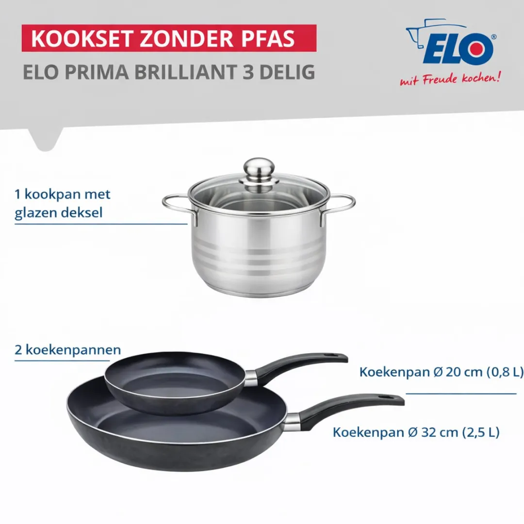 Fackelmann ELO 9728050 Keukengerei Set - 3-delig - Inductie - Zwart