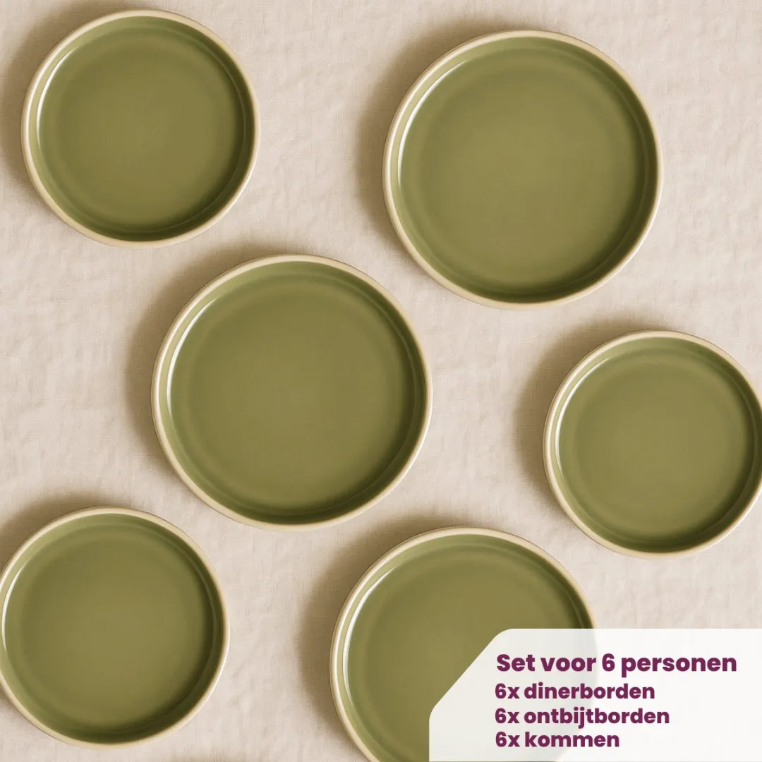Cookinglife Serviesset 18-delig - Groen - Aardewerk