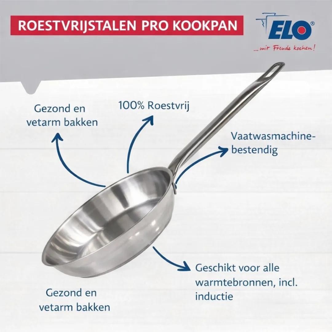 Fackelmann Elo 2454426 Koekenpan 24cm - Roestvrij staal - Geschikt voor alle vuursoorten