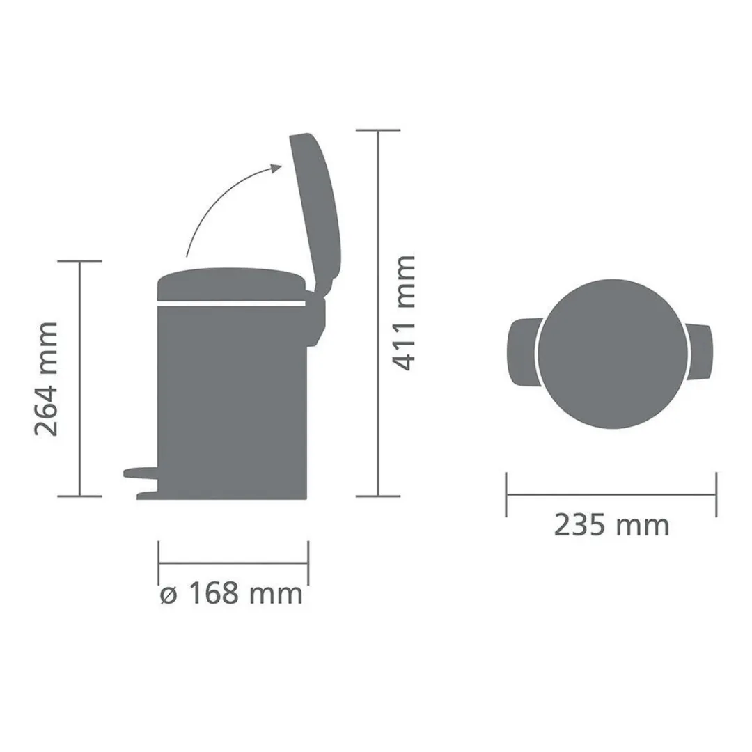 Brabantia NewIcon Prullenbak 3L - Metallic Grey