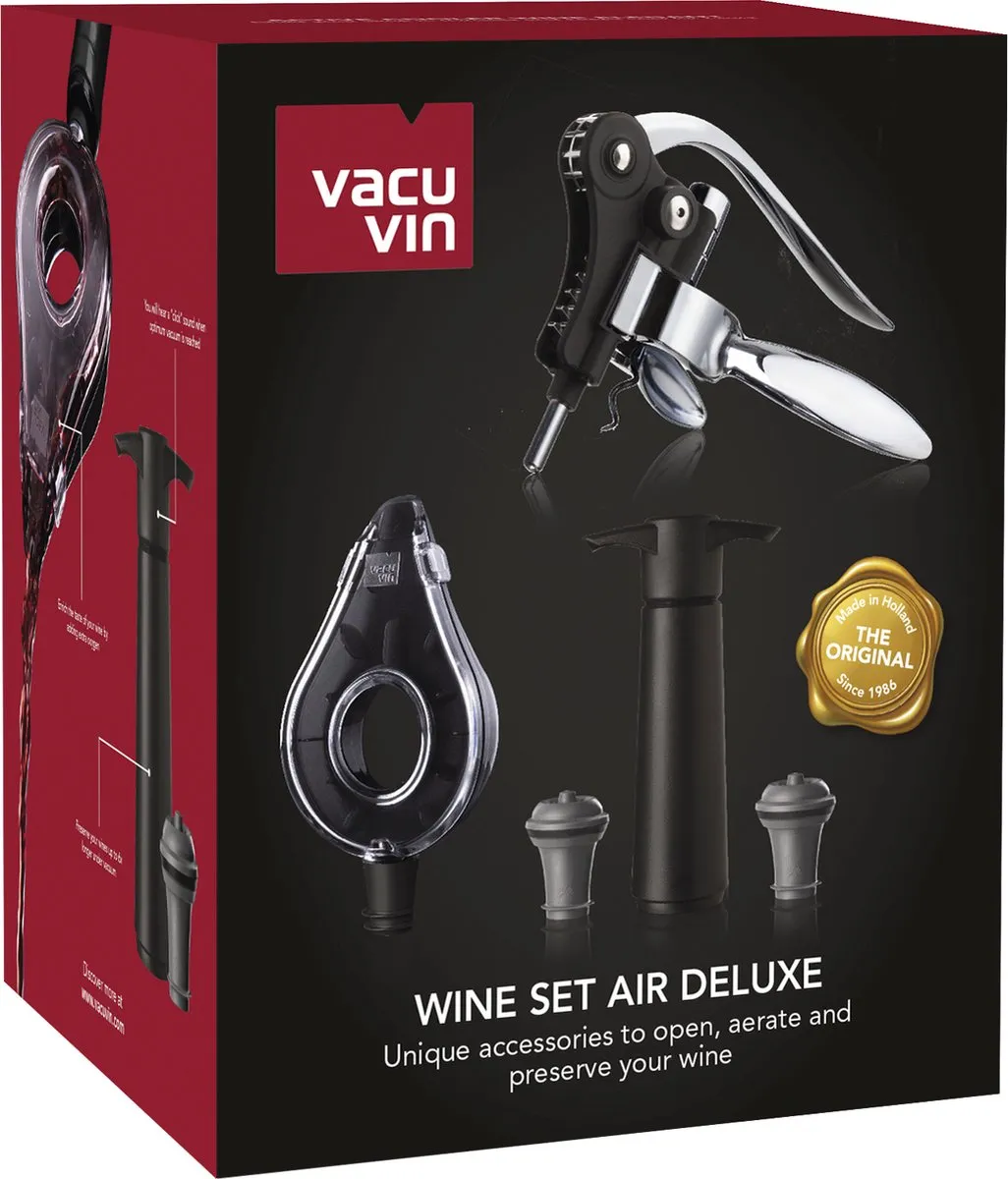 VacuVin Wine Set Air Deluxe - 5-delig Zwart