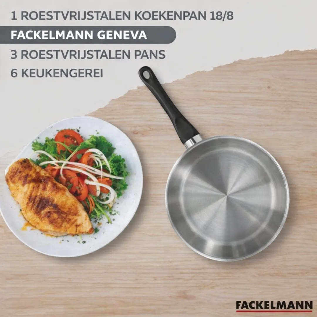 Fackelmann 9446250 Set Roestvrijstalen Pannen