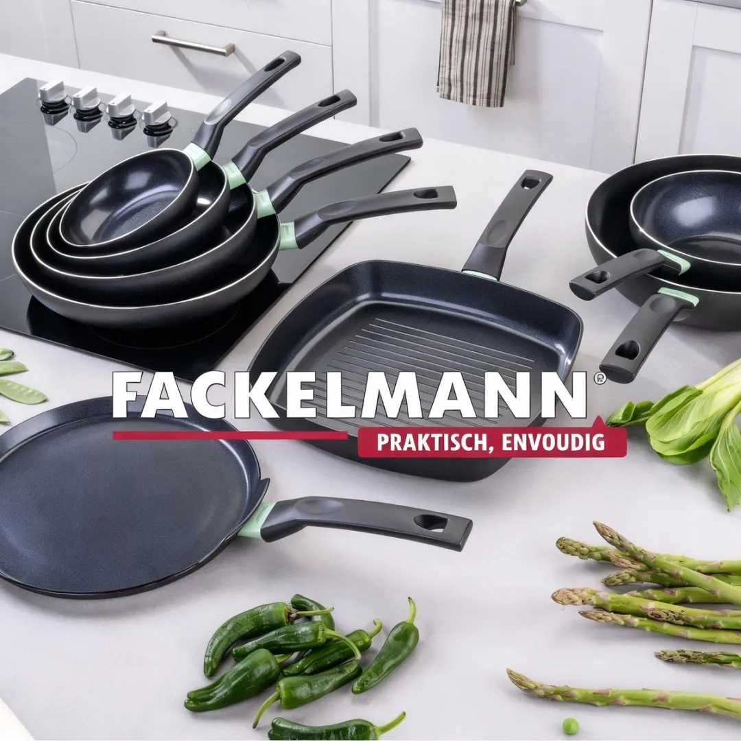 Fackelmann 9432950B88 Kookset - 2 Pannen 20/24cm + 3 Keramische Pannen + 6 Keukengerei - Zwart/ Groen