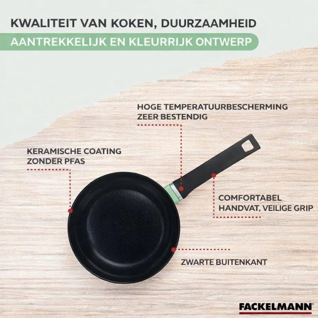 Fackelmann Set Pan 20cm Brandão 5-delig - Zwart/Groen