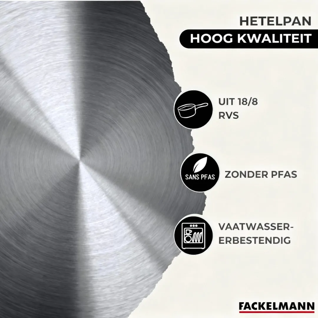 Fackelmann Koekenpan 24cm Roestvrijstaal - Inductie - PFAS-vrij - afbeelding 6 van 6