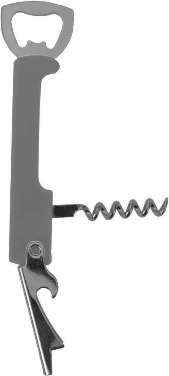 Excellent Houseware Flesopener/Kurkentrekker - Donkergrijs - 12cm