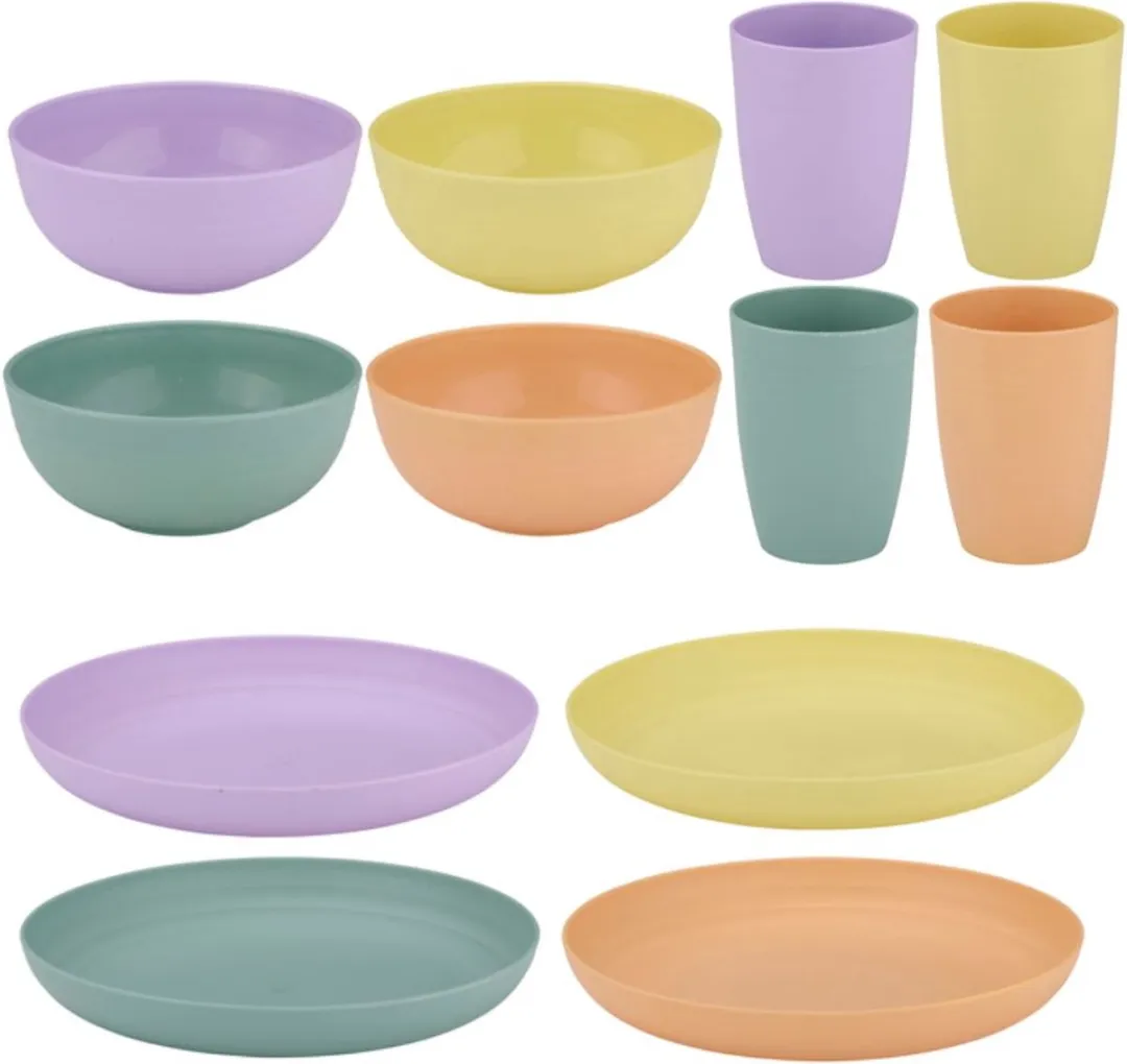 Alpina Camping Kinderservies 12-delig - o.a. Bekers/Borden/Schaaltjes - 4 Personen - afbeelding 6 van 6