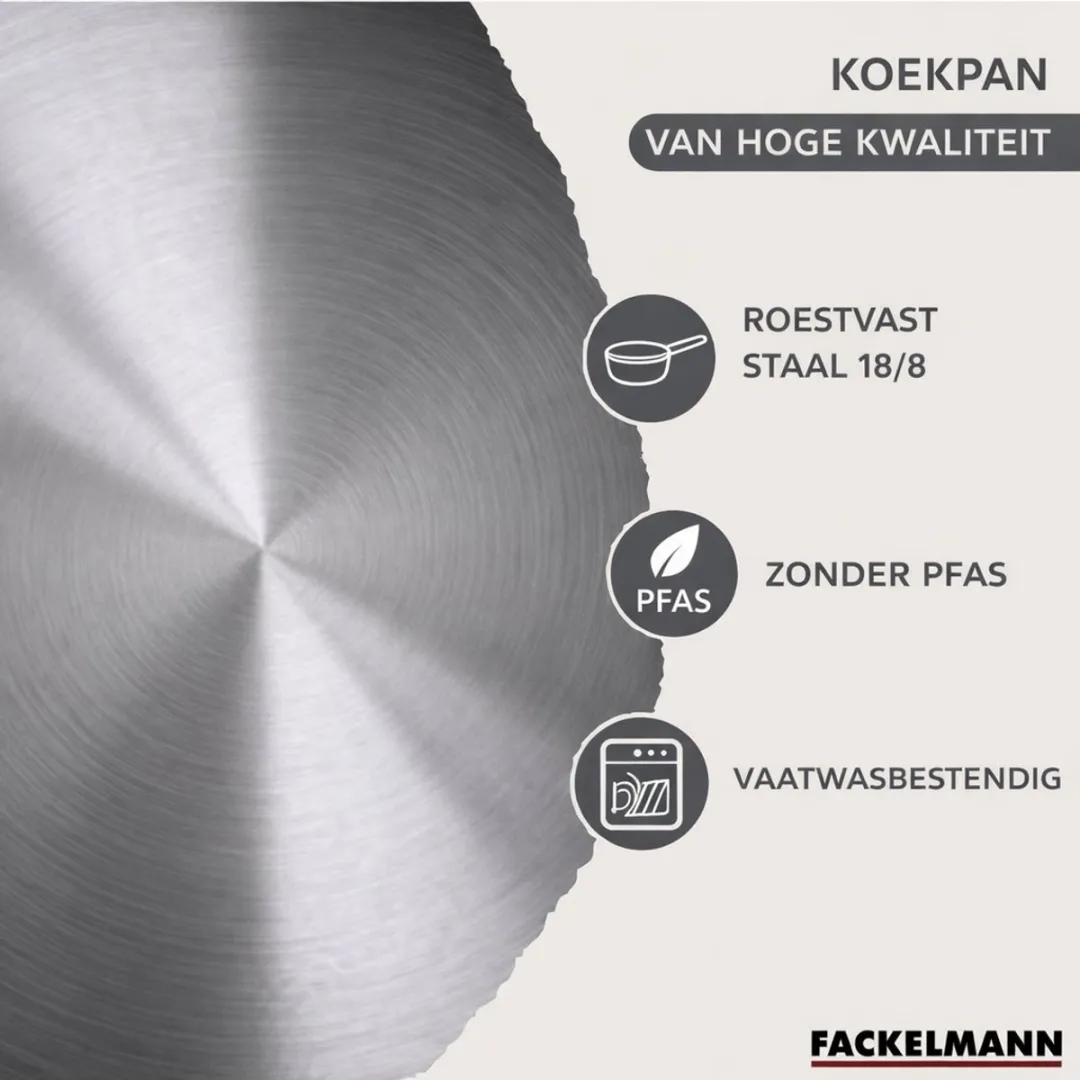 Fackelmann 9354950B88 Kookset - 4 Pannen 16/20/24cm - Roestvrij staal - Zwart