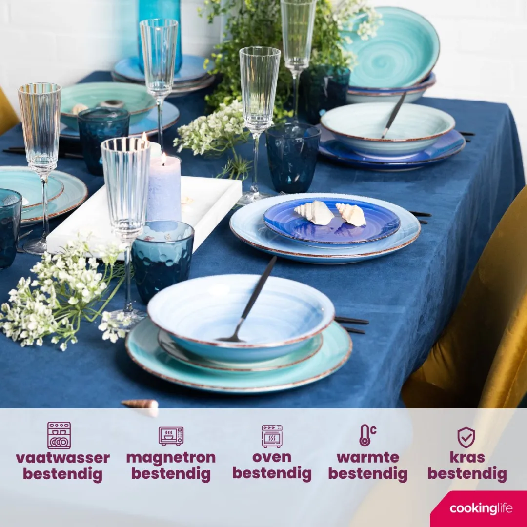 Cookinglife Delice Blue Eierdopjes - 6 Stuks - Aardewerk 70mm - Blauw