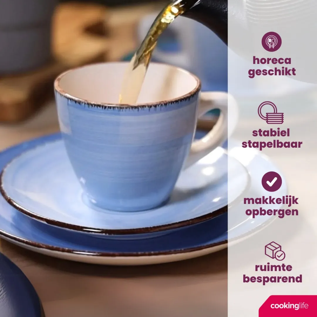 Cookinglife Delice Blue Eierdopjes - 6 Stuks - Aardewerk 70mm - Blauw