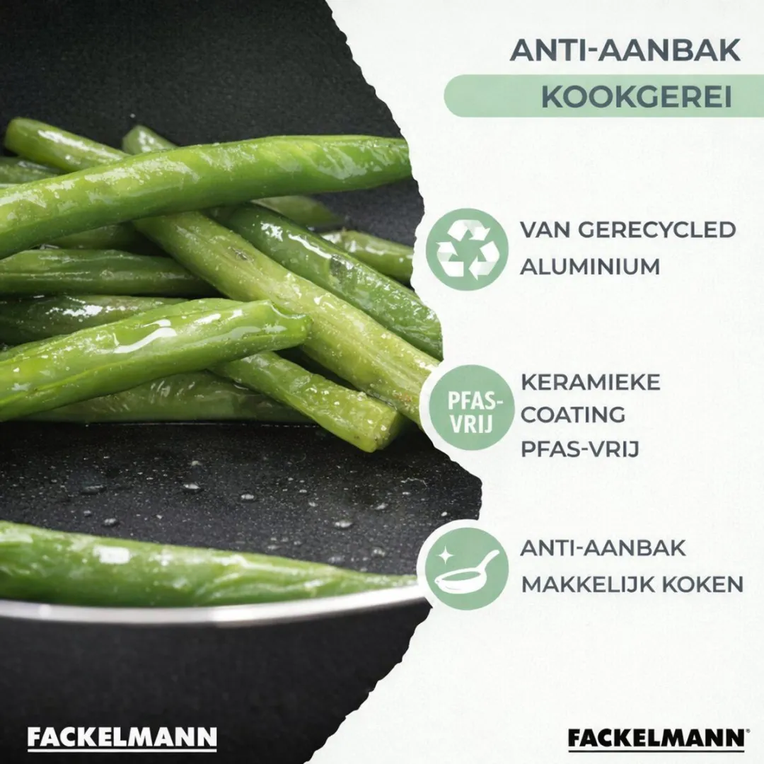 Fackelmann 9431950 Anti-Aanbakset 3 Pannen 24/28/30cm - 6 Stuks Keukengerei