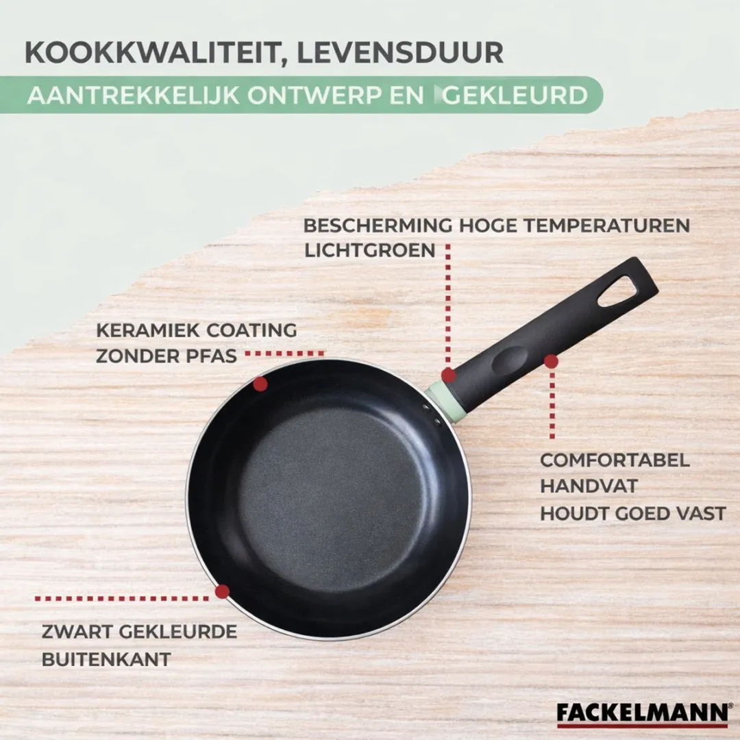 Fackelmann 9431950 Anti-Aanbakset 3 Pannen 24/28/30cm - 6 Stuks Keukengerei